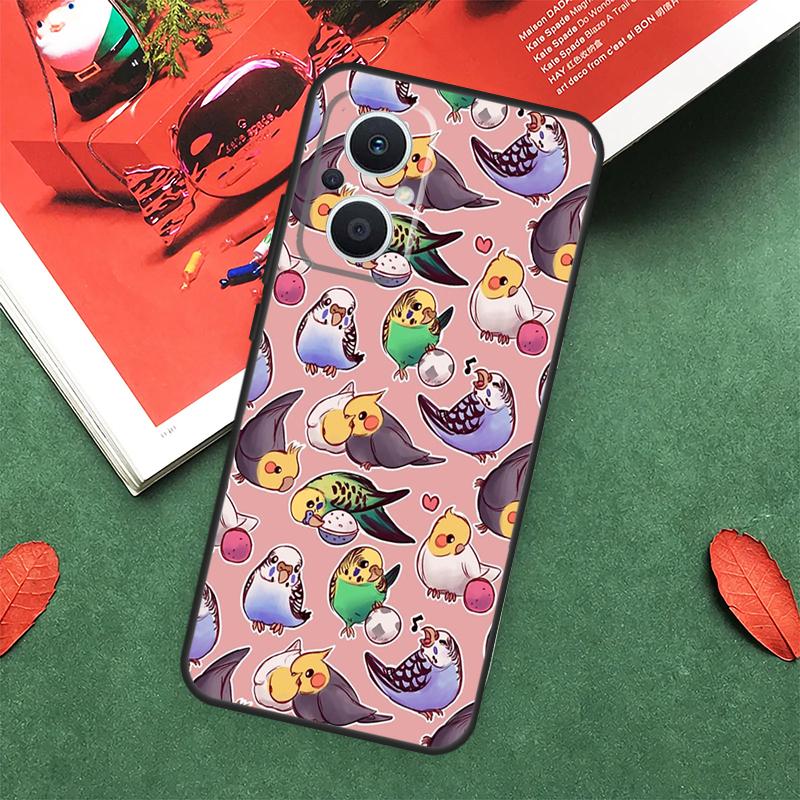 Cartoon Cockatiel Collage Case For OPPO Reno 13F 14F 12F 11F 12 11 10 14 Pro 8T 8 Lite OPPO Find X9 X8 X6 X5 Pro Cover