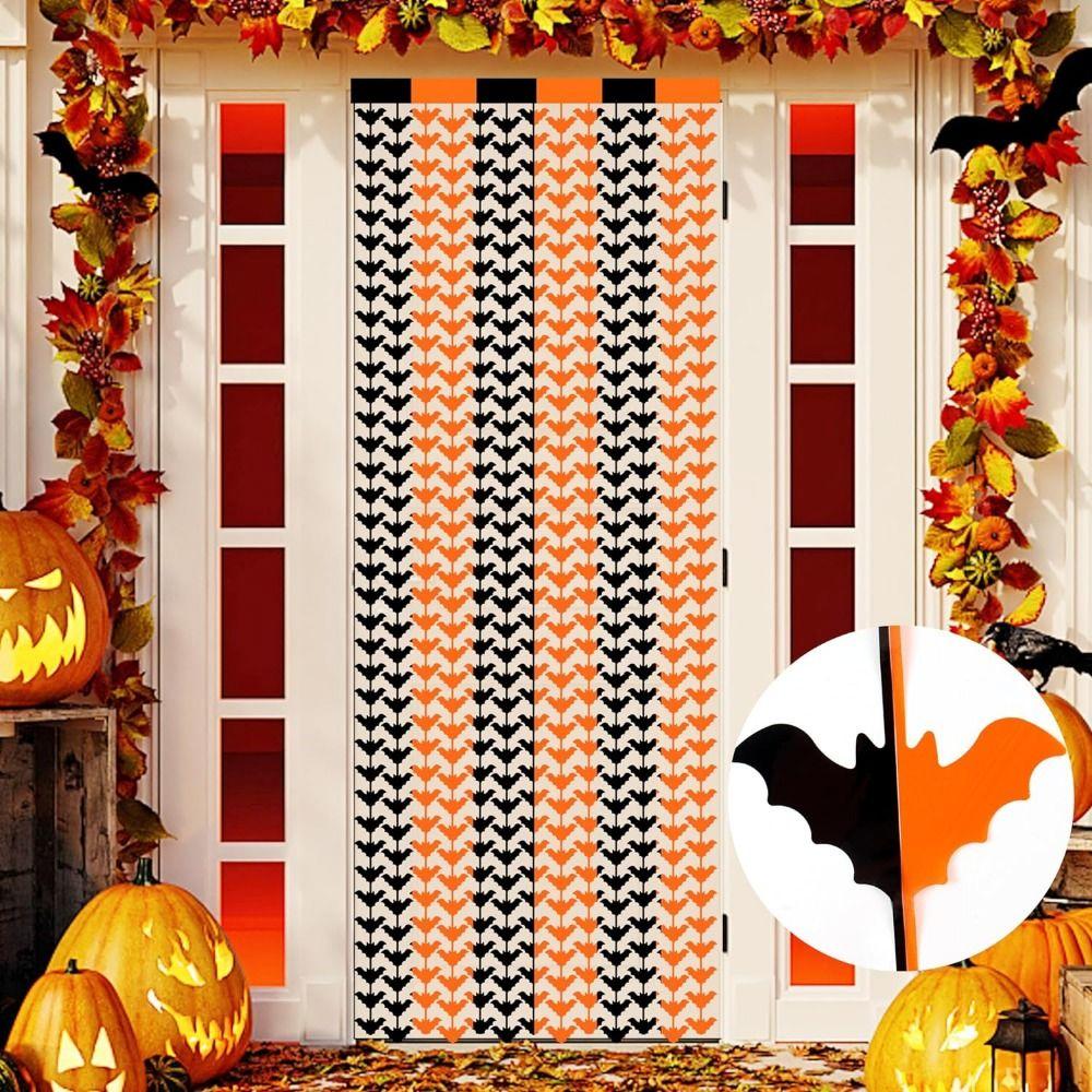 Easy To Install Halloween Foil Fringe Curtains Unbreakable Photo Booth Props Anniversary