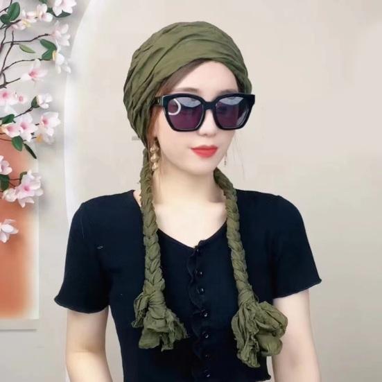 Summer Scarf with Pigtail Decor Patchwork Color Comfortable Fabric Versatile Shawl Scarf UV Protection Shawl Photo Props