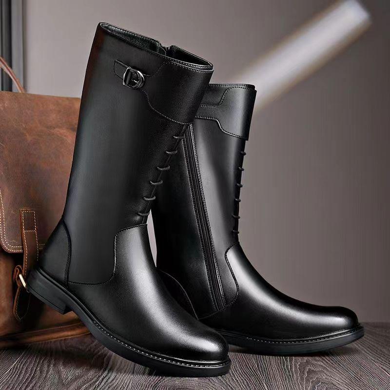 Модные мужские роскошные модные высокие мотоциклетные ботинки черные модные оригинальные кожаные ботинки осень-зима для верховой езды крутые длинные рыцарские ботинки