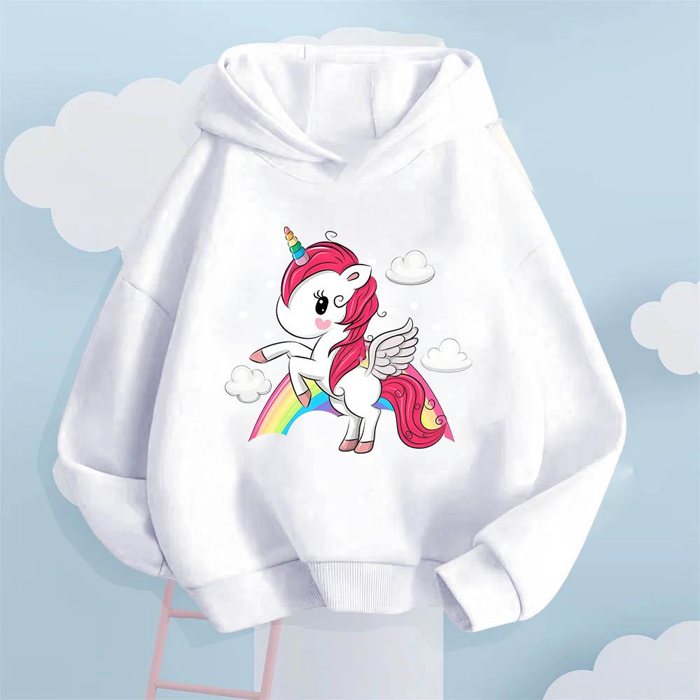 Креативная детская толстовка с рисунком радужной лошади для мальчиков и девочек, молодежный стиль, повседневная плюшевая толстовка с капюшоном