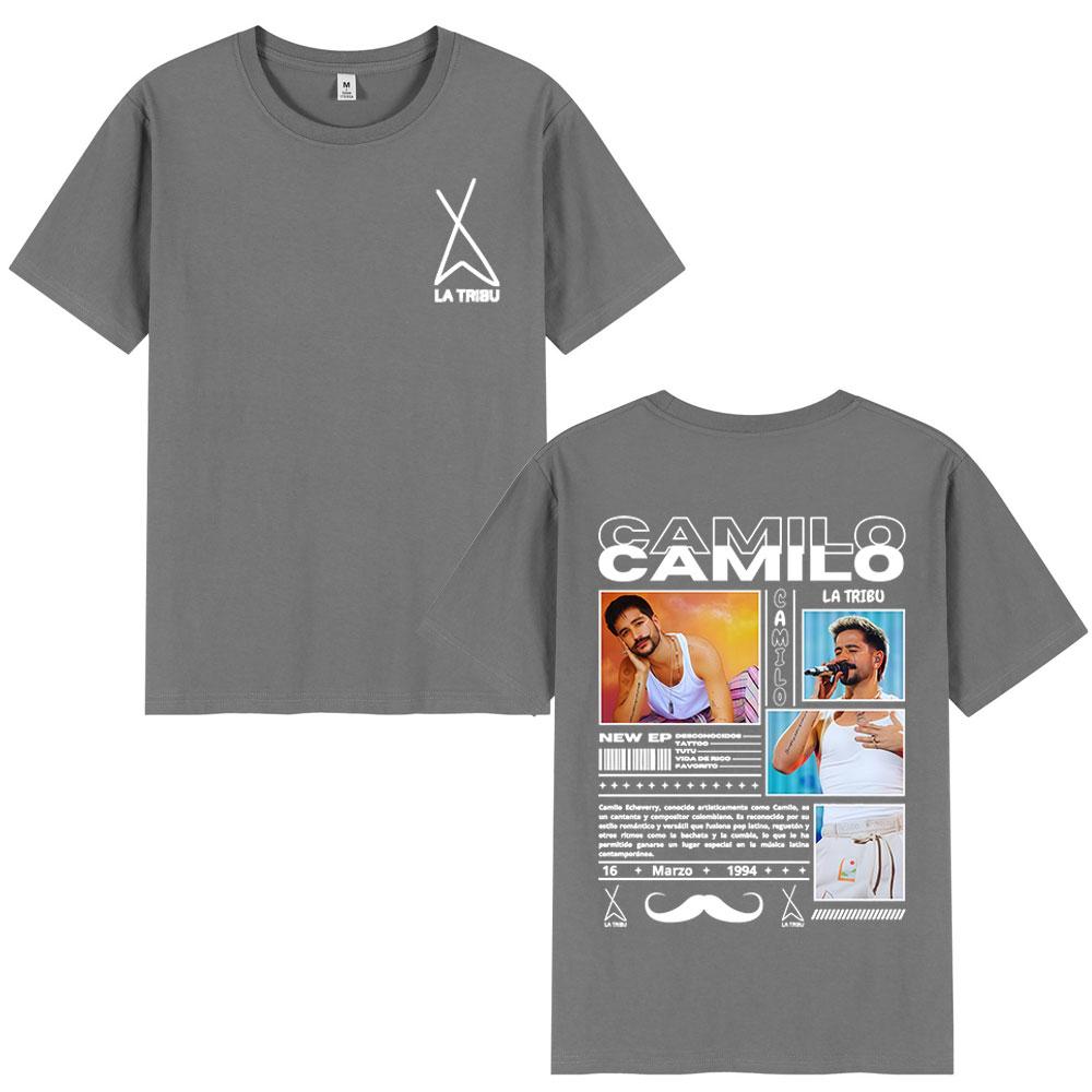 Singer Camilo La Tribu Album Tshirts Unisexs Women Clothing Fashion Hip Hop Oversized T Shirts Cotton Casual T Shirt Streetwear
