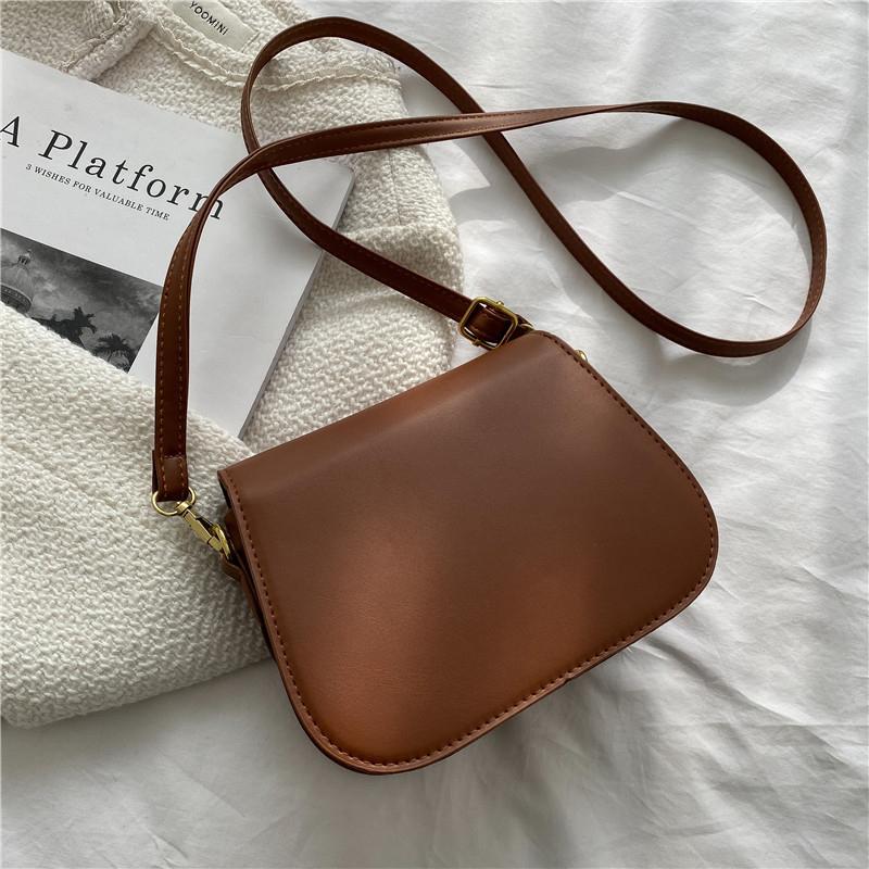 Винтажная маленькая сумка через плечо с клапаном из искусственной кожи, модная осенняя однотонная универсальная сумка через плечо