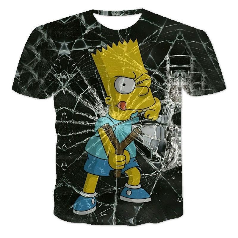 Летняя футболка THE SIMPSONS 3D Цифровая печать Мужская дышащая футболка с круглым вырезом и коротким рукавом