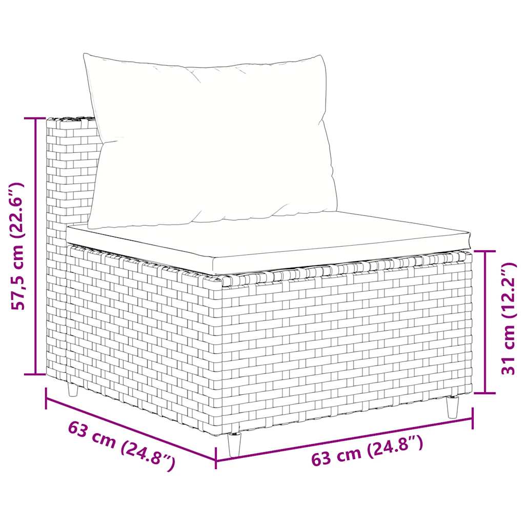 vidaXL 9 piece Garden Sofa Set with Cushions Black Poly Rattan