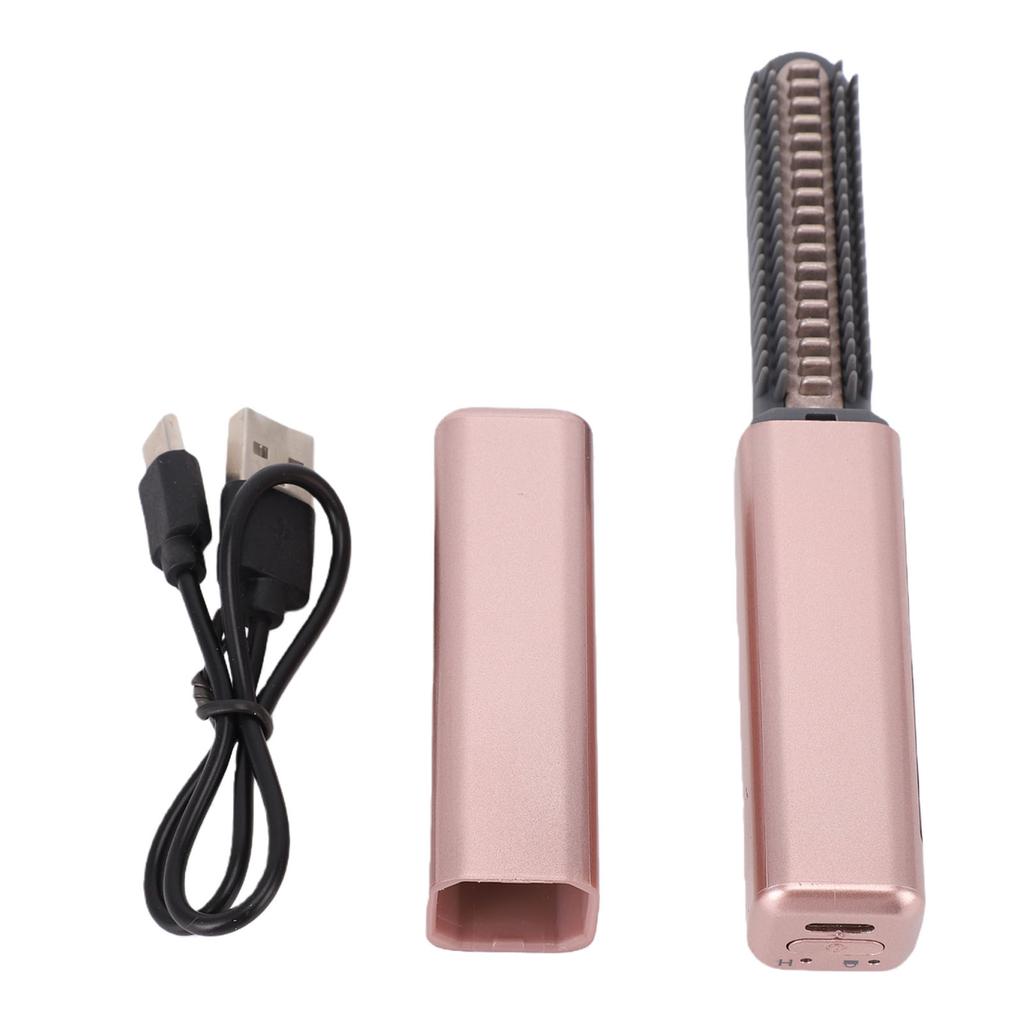 Мини выпрямитель для волос USB-перезаряжаемый, нагрев за 15 секунд, беспроводной, маленький, для коротких волос, челки, розово-золотой