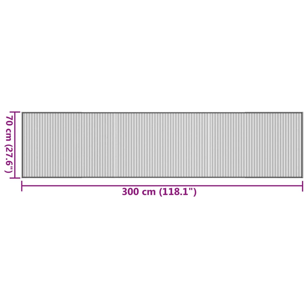 Rectangular Rug in Light Natural Bamboo 70 x 300 cm