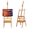 H Frame Easel, French Easel with Drawer, Solid Beech Wood Easel, Painting Canvas Holder Stand, Tilts Flat Artist Easel, Height Angle Adjustable