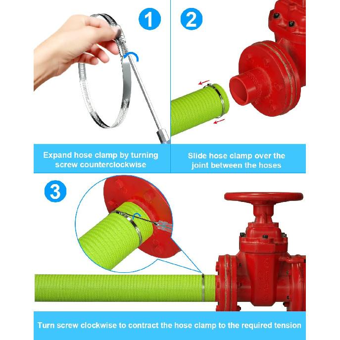 6 шт. 3-дюймовые хомуты для шлангов из нержавеющей стали - Регулируемые хомуты с червячным приводом для топливного шланга, шланга, трубы, для вентиляционного шланга сушилки (3-дюймовый)