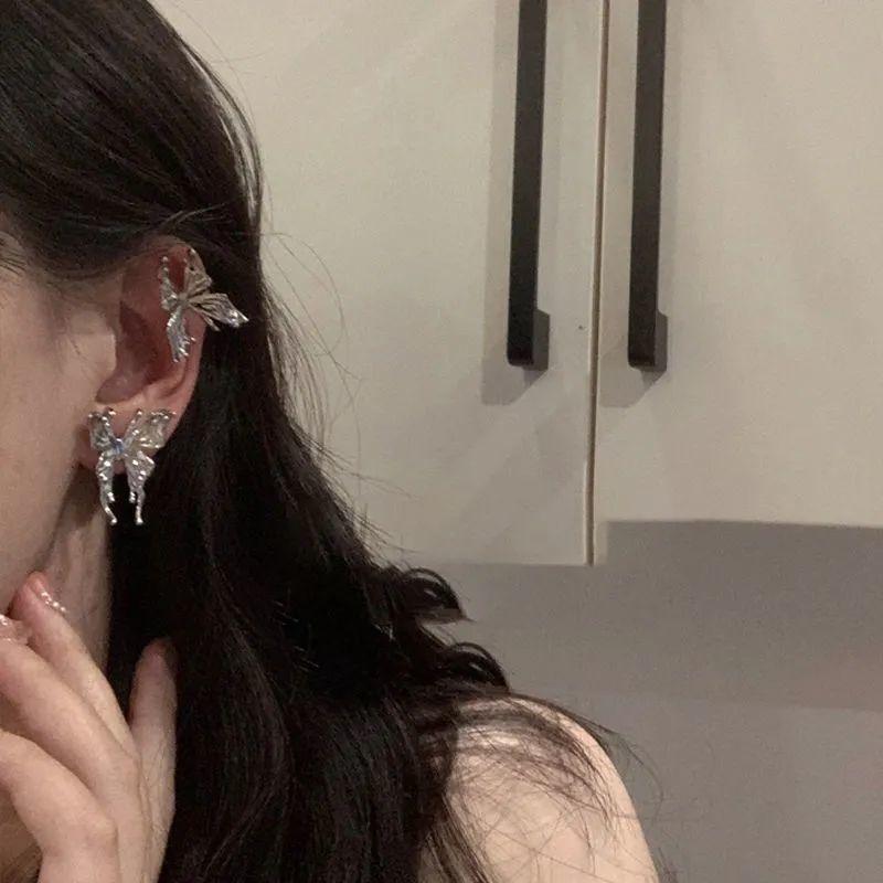 Корейская мода готический панк стиль стерео бабочка женские серьги для крутых женщин металлические висячие серьги комплект ювелирных изделий для вечеринки