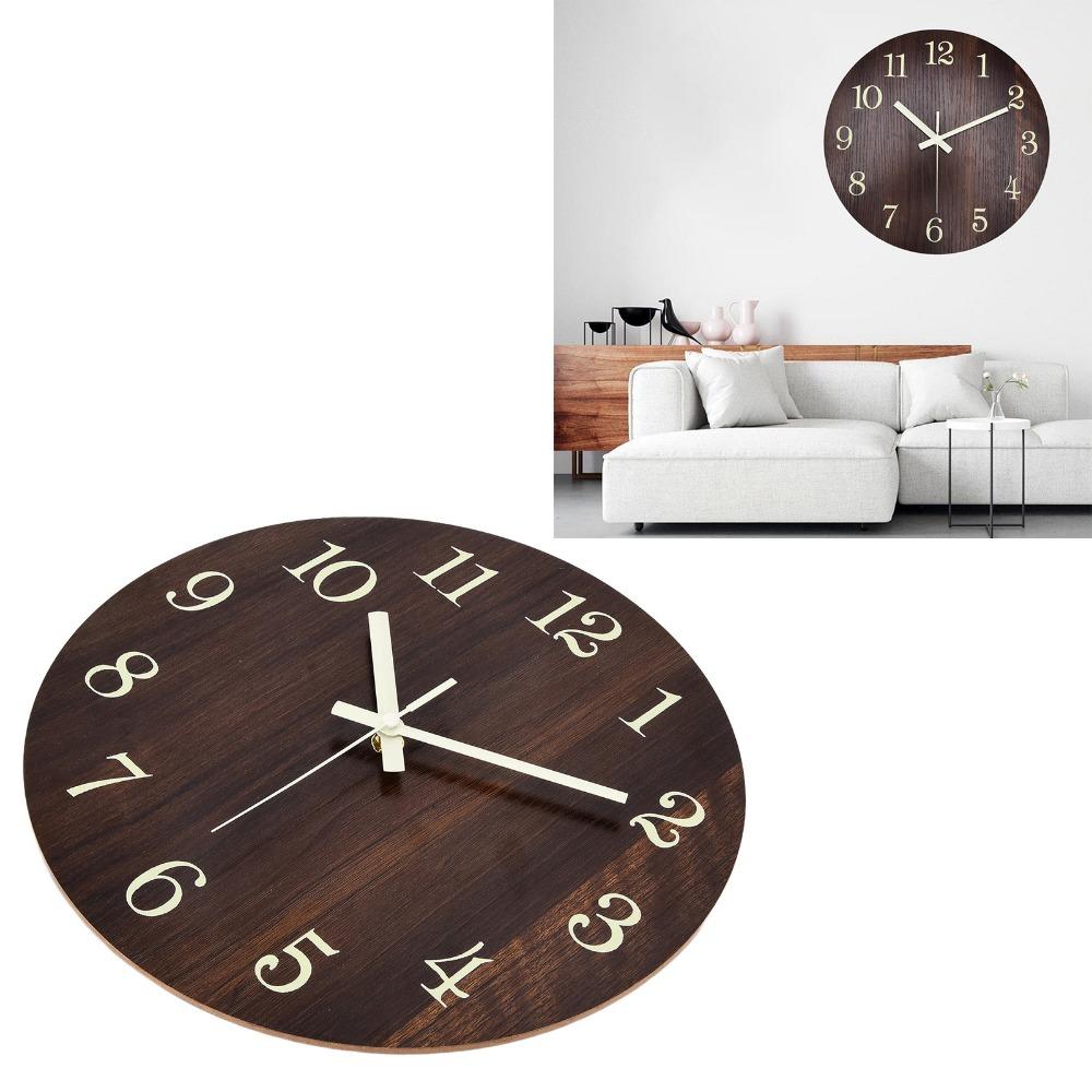 Luminous Wood Wall Clock Wood Rustic Wall Clock Decorative Wall Hanging Clock for Kitchen