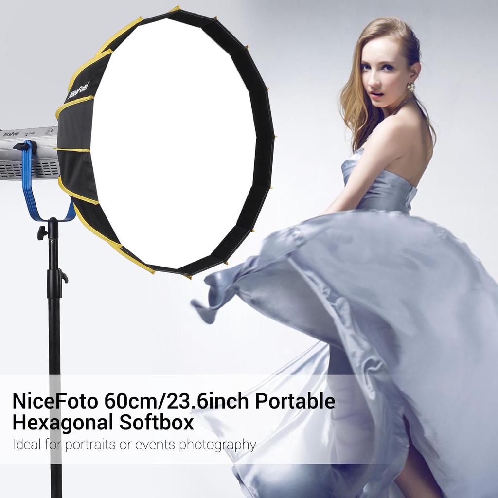 NiceFoto 60 см / 23,6 дюйма портативный шестиугольный софтбокс быстрой установки с мягкой тканью рассеивателя и