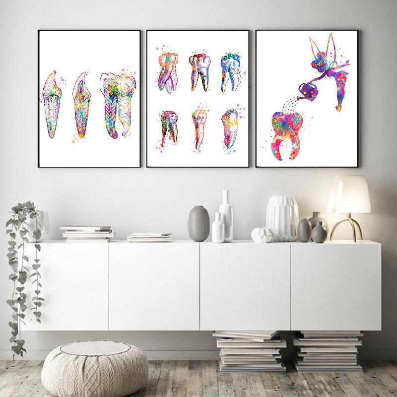 Абстрактная зубная фея, стоматолог-гигиенист, клиника, картина, настенный художественный постер, холст, принт, зубы, настенные панно, декоративные картины