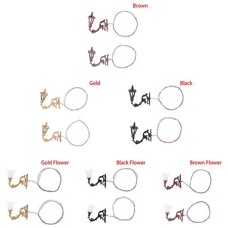 2Pcs 1/12 Dollhouse Wall Lamp Model Garden Yard Chandelier Sand Table Led Light