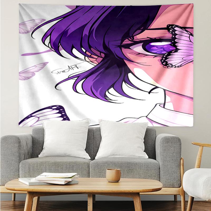 Demon Slayer Shinobu Kocho Tapestry for Bedroom Aesthetic Classroom Tapestries Wall Hanging for Living Room Dorm Office,Ideal Creative Gift