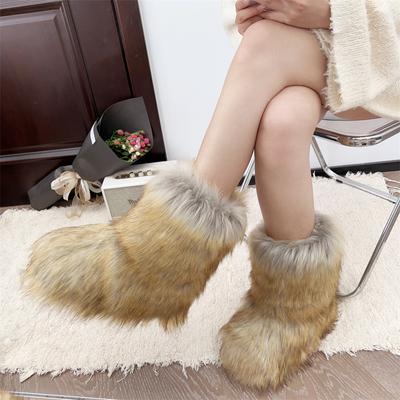 Новые зимние меховые цельные женские зимние сапоги из меха енота, меховые ботинки для улицы, сапоги средней длины