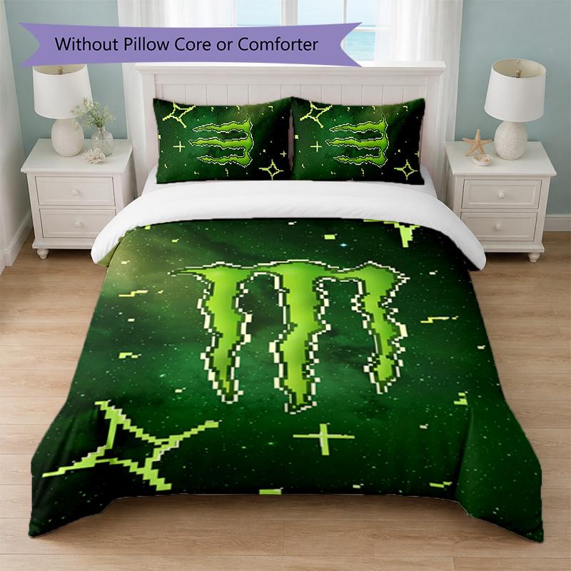 Monster Energy Принт 3 шт. Комплект пододеяльника 1 пододеяльник и 2 наволочки Мягкое постельное белье для домашней спальни