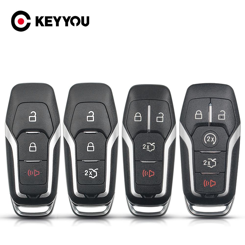 KEYYOU Remote Smart Car Key Fob Shell Case For 2015 2016 2017 Ford F-150 Explorer Edge Mustang Fusion 3/4/5 Buttons With Blade