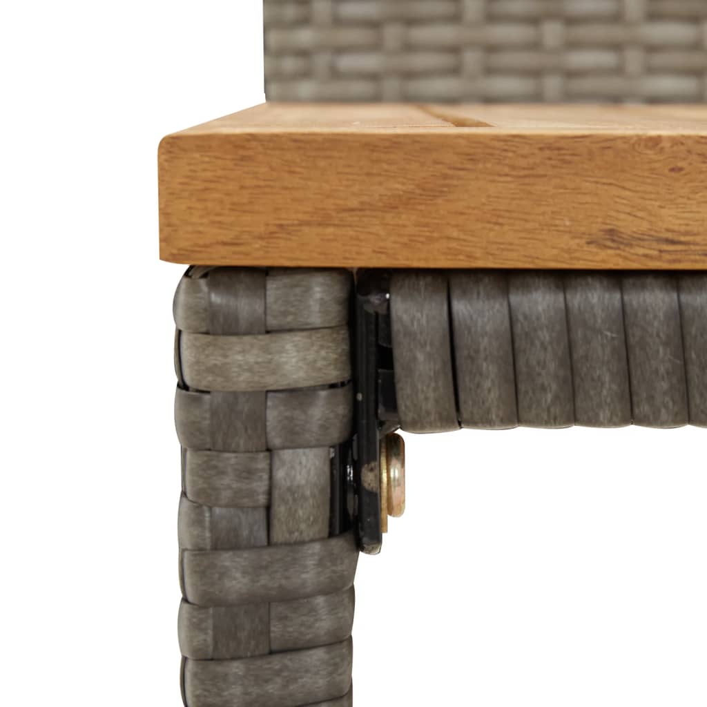 3 Piece Garden Bar Set Grey Poly Rattan & Solid Acacia Wood