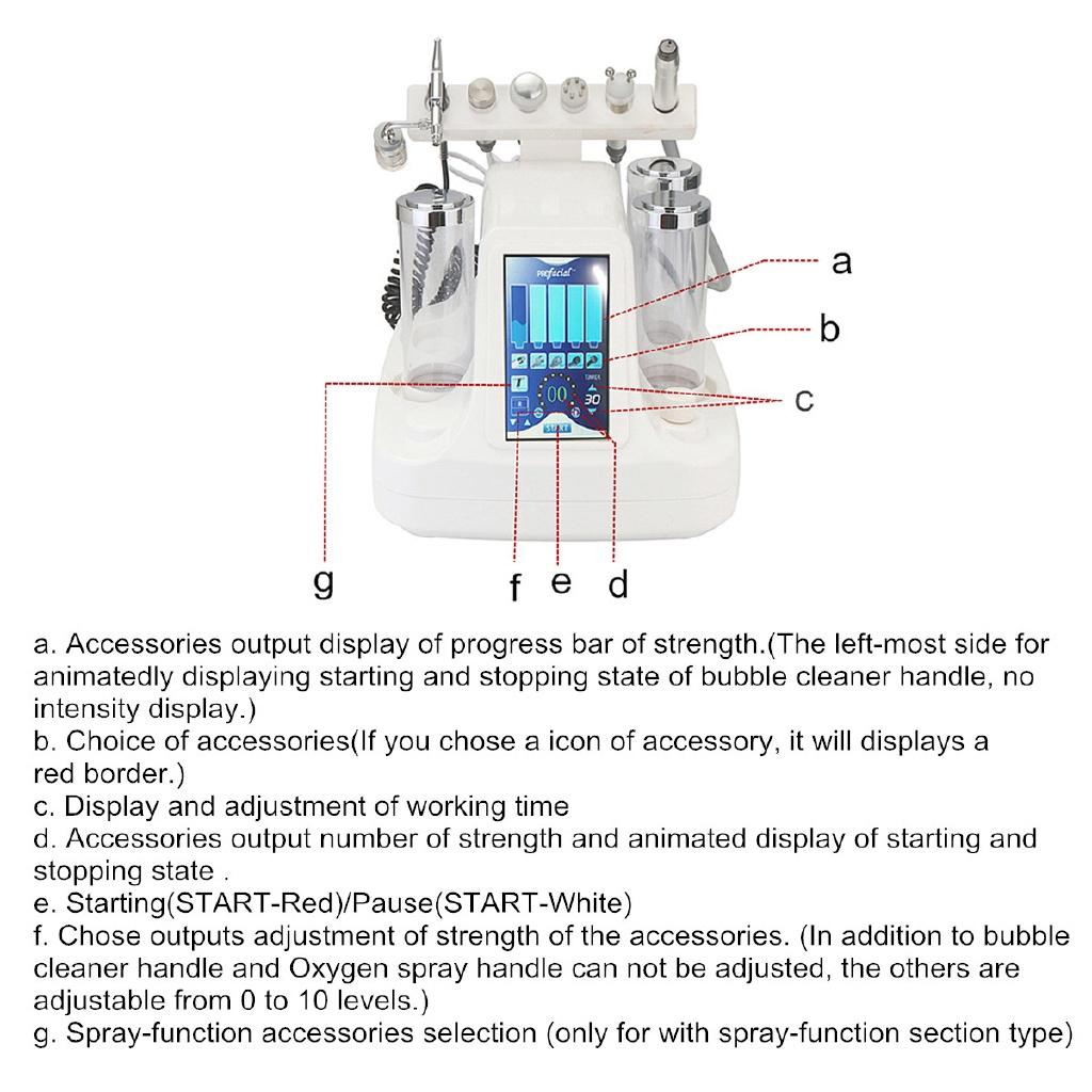 26W AC110V-220V 50HZ-60HZ Hydra Dermabrasion Aqua Peel Clean Facial Skin Care BIO Light RF Face Beauty Machine 6 In 1