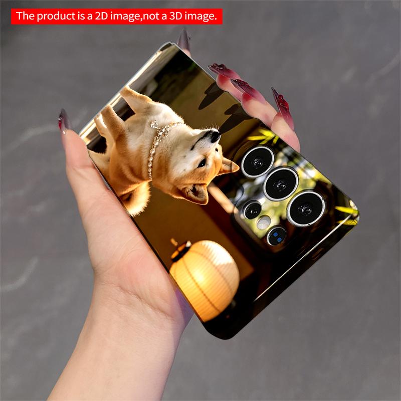 2DFlat Samsung phone case Shiba Inu with Pearl Necklace on Wooden Deck Applicable to Galaxy S22 S23 S24 S25ULTRA S26 A12 A13 A14 A15 A16
