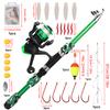 FTK Complete Fishing Kit: 1.8m/5.91ft Lightweight Fibreglass Spinning Rod and Reel Combo Cool Pack - for Fresh and Salt Water, Hooks