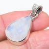 Natural Rainbow Moonstone Gemstone 925 Solid Sterling Silver Pendant 1.25" T8p79