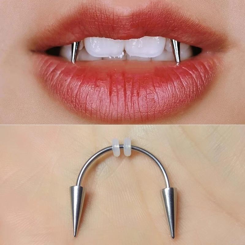 Fashion Lips Ring Stainless Steel Septum Piercing In Mouth Ring Puncture Earrings Hoop Nose Ring Body Piercing Jewelry