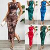 Summer Women's Sleeveless Dress Fashionable Tie Dye Long Dress Female A-line Slim Fit Dress