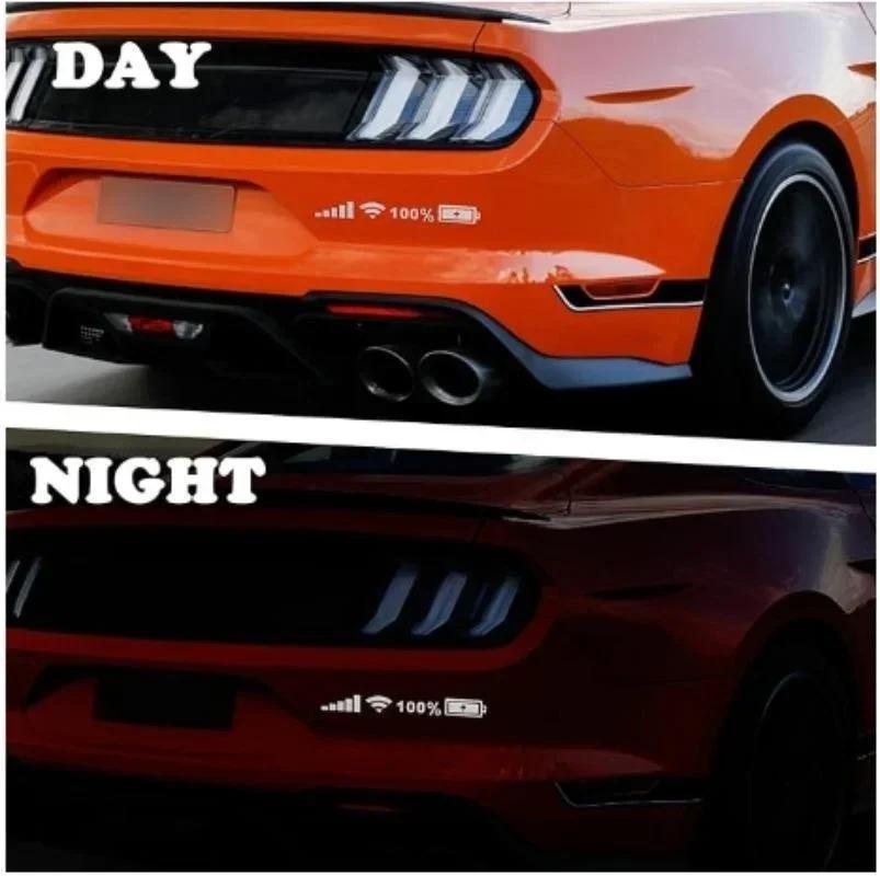 Смешные светоотражающие наклейки на автомобиль с уровнем заряда батареи Wi-Fi, красочные декоративные наклейки с логотипом, наклейка на кузов заднего стекла автомобиля