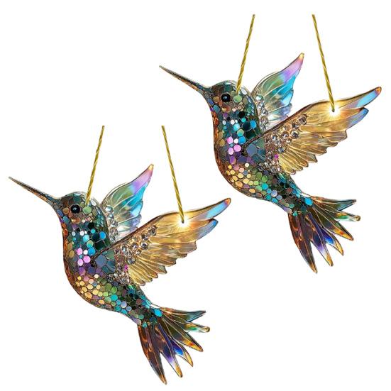 Синяя птица подвесное украшение витражное стекло искусство птица орнамент 2D плоский акрил