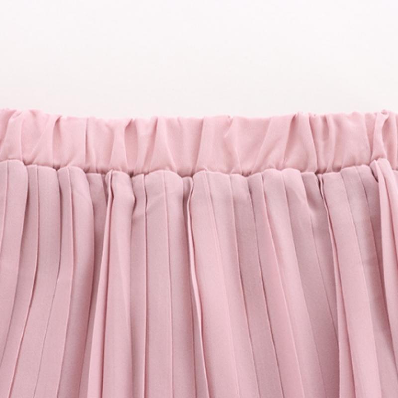 Shop Women Pleated Banding Long Skirt Blue Pic Wsk 11816