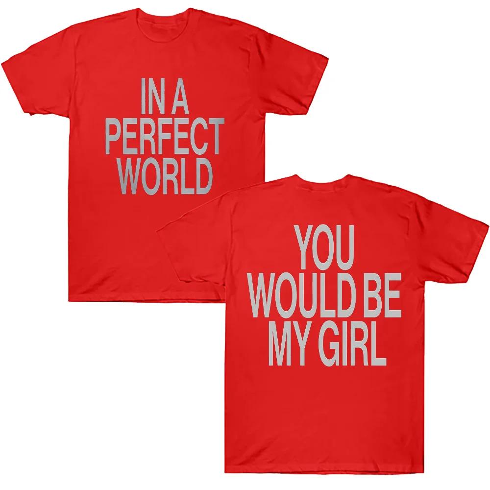 Футболки с мерчем альбома The Kid LAROI Футболка Perfect World Хлопковая футболка Унисекс Футболка с круглым вырезом С коротким рукавом Одежда Эстетичные футболки