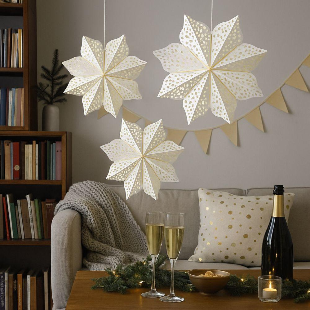 DIY Star Paper Lantern White Star Hanging Ornaments Christmas Snowflake Ornament Wedding Party