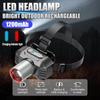 Перезаряжаемый налобный фонарь Type-C Сверхъяркий налобный фонарь Передний светодиодный фонарик Водонепроницаемый Для кемпинга на открытом воздухе Мигающий
