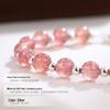 Браслет Banyan Tree S925 из розового кварца с бусами из клубничного кристалла - женский подарок девушке с предсказанием судьбы в виде цветка персика