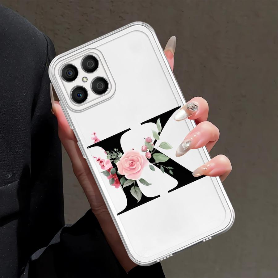 Чехол с цветочными буквами для Honor 90 Lite X9a X7b X8 X8b X9b X8a Мягкая крышка для телефона