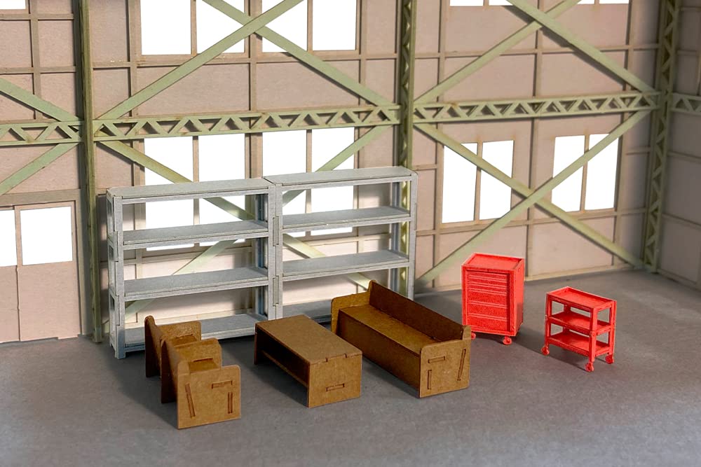 PLUM Factory Interior Set To Scale Unpainted Assembly Paper Craft PP126 1/64 1/80