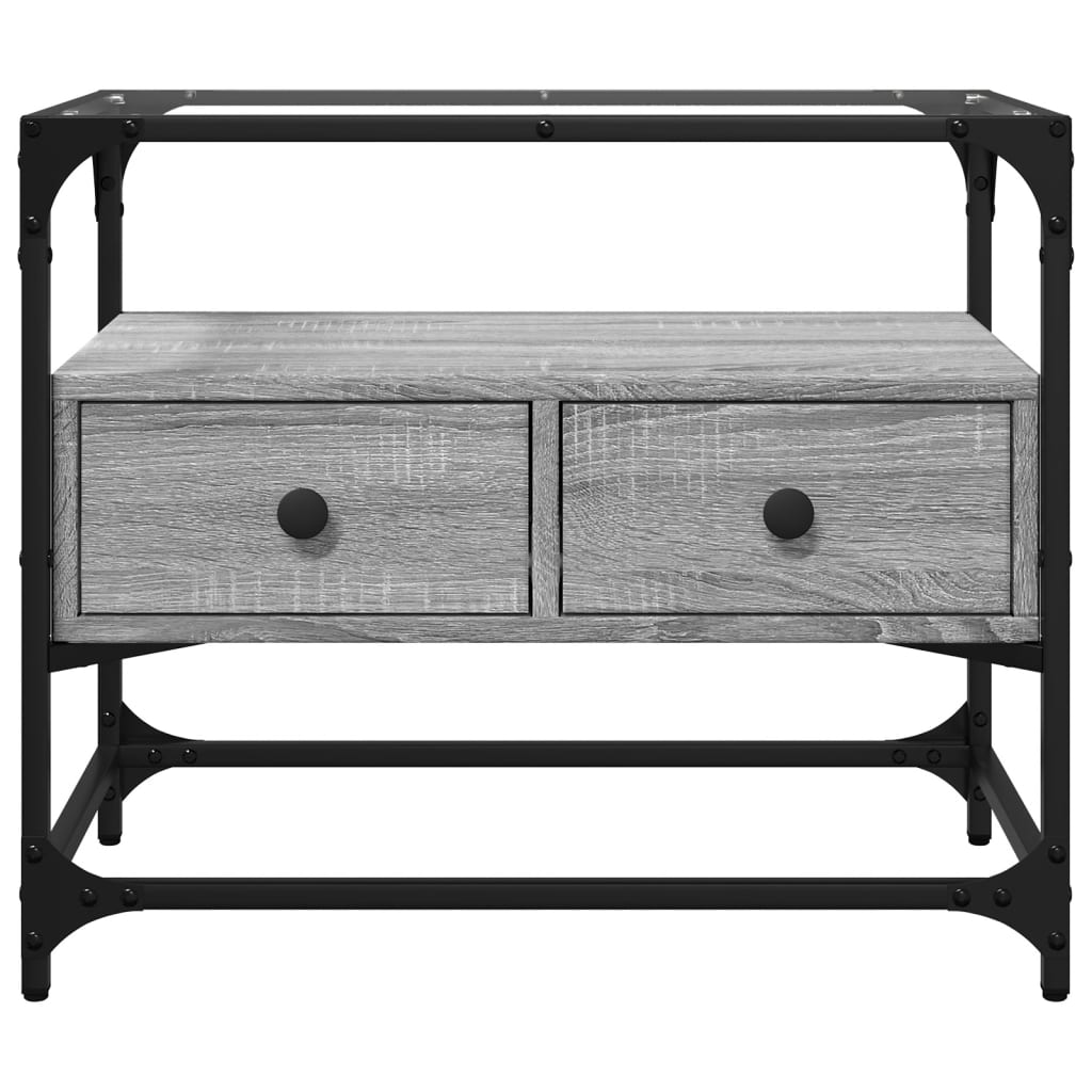 Vidaxl Szafka Pod Tv Ze Szklanym Blatem, Szary Dąb Sonoma, 60X35X51 Cm