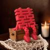 Plastic Red Xi Word Ornaments 3D Traditional Room Decor Chinese Wedding Supplies Home Decoration