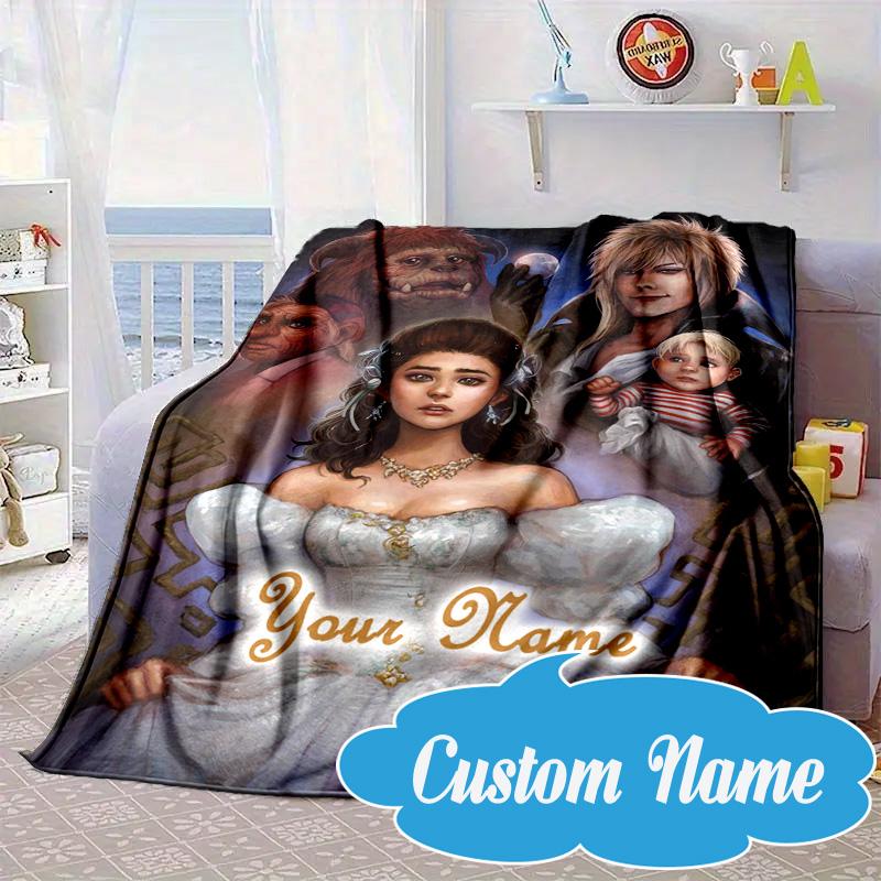 Custom Name Fantasy Labyrinth Adventure Blanket bed sofa Blanket Flannel Blanket for Camping, Hiking, Picnic Essentials,gift for Fan family