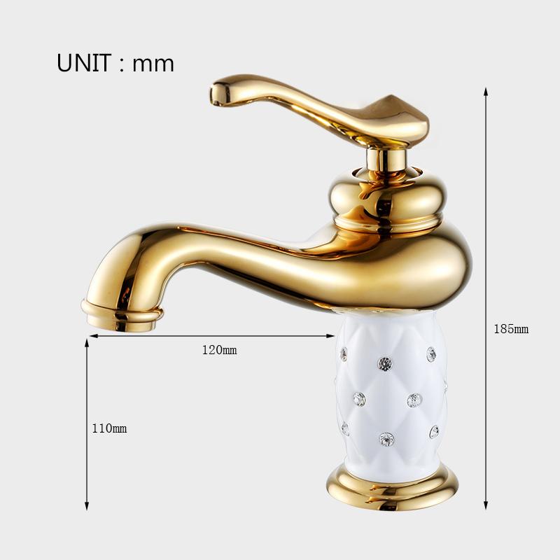 Basin Faucets Brass with Diamond Bathroom Faucet Gold Mixer Tap Single Handle Hot & Cold Washbasin Tap Torneiras Banheiro 7301K