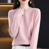 Women Knitted Sweater Round Neck Long Sleeve Ribbed Trim Pullover Sweater Solid Color Loose Hem Knitwear
