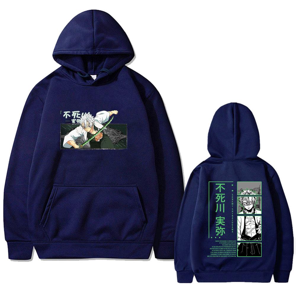 Аниме Demon Slayer Шинадзугава Санеми Графическое Худи Kimetsu No Yaiba Принт Толстовка Мужская Мода Оверсайз Уличная Одежда