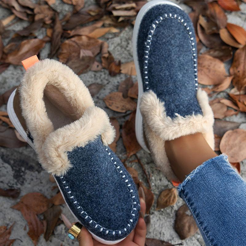 2025 Mujer Slip On Winter Shoes Female Flat Footwear Boots New Women Winter Boots Fur Shoes Women Ankle Boots Snow Botas
