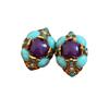 Zinc Zinc Alloy Flower Earrings Peacock Blue Medieval Resin Earrings Irregular-shaped Ear Stud  Party Jewelry