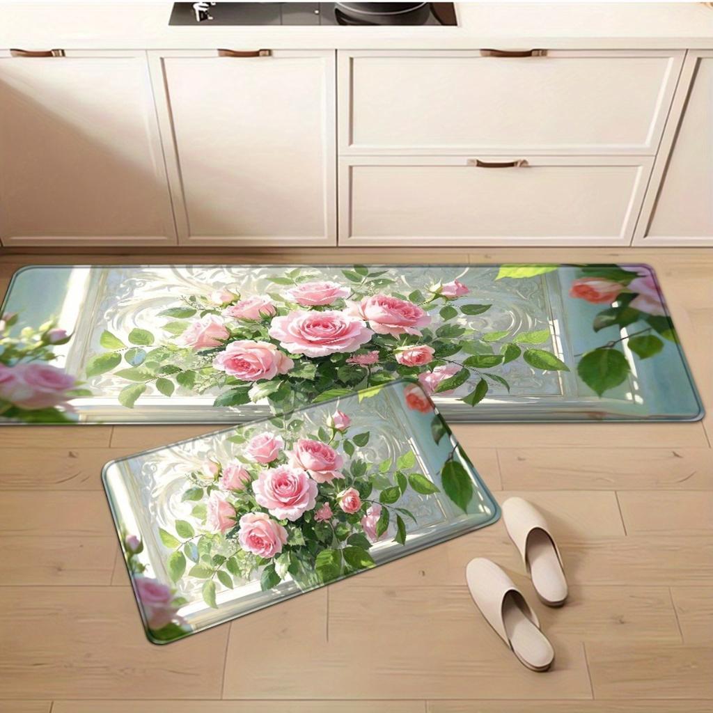1 шт. Кухонные коврики против усталости, Красивый розовый водонепроницаемый нескользящий толстый амортизирующий кухонный коврик, Сверхпрочный удобный коврик для стояния для кухни