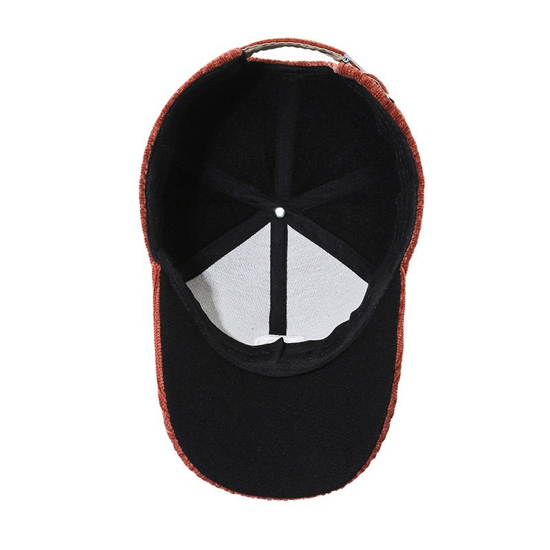 Hat Men and Women Autumn and Winter New Striped Ins Tide Letter R Baseball Cap Corduroy Duck Tongue Cap