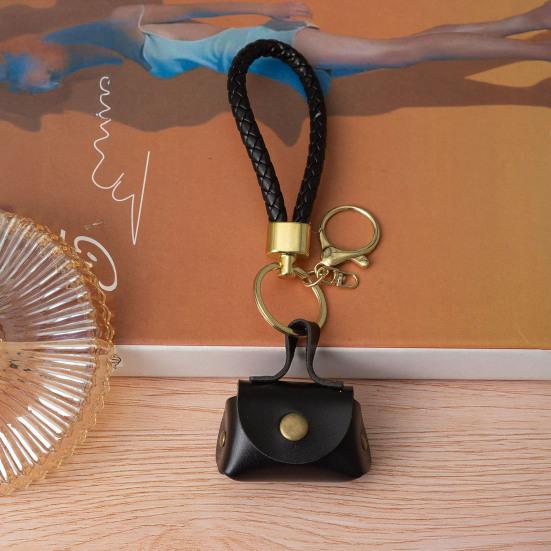 Мини кошелек для монет в форме пельменя, брелок с застежкой-кнопкой, съемный ремешок на запястье, из искусственной кожи, водонепроницаемая компактная сумка, держатель для ключей