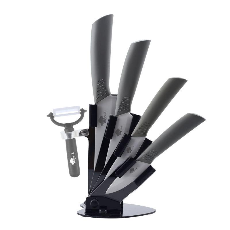Кухонные ножи Керамические ножи Набор аксессуаров 3 дюйма для очистки овощей 4 дюйма универсальные 5 дюймов для нарезки 6 дюймов нож шеф-повара + держатель + овощечистка с черным лезвием